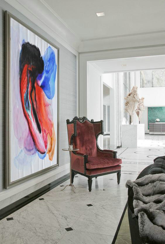 Extra Large Abstract Painting On Canvas,Contemporary Oil Painting,Living Room Canvas Art,Black,Red,Blue,Pink.etc